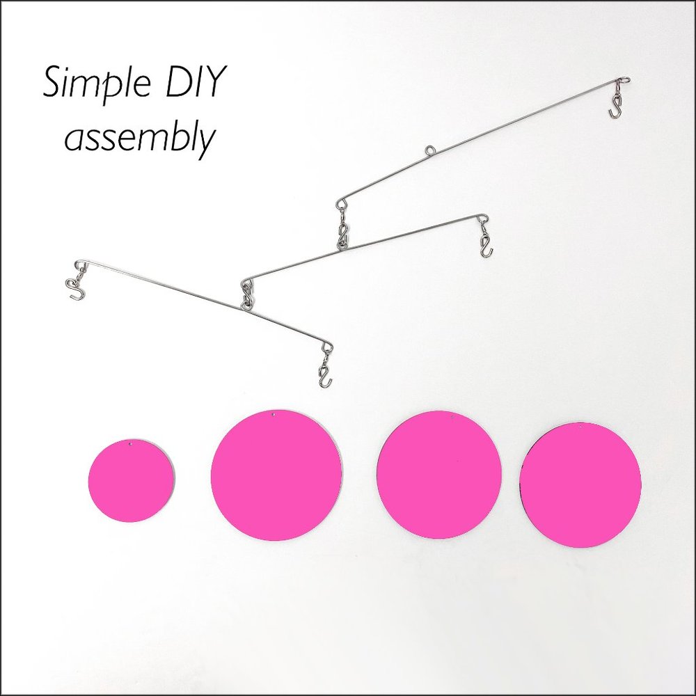 Hot Pink Atomic Mobile - MOD Kinetic Hanging Art - Picture 5 of 7